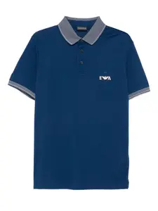 Рубашка поло с логотипом EMPORIO ARMANI, синий