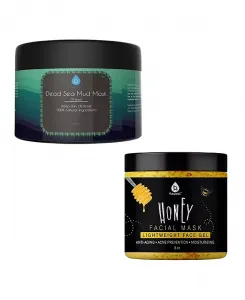 Лучший набор масок для детоксикации и увлажнения кожи: маска с грязью Мертвого моря и медовая маска для лица Pursonic, black