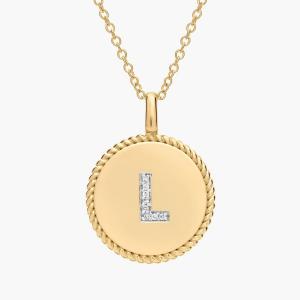 Подвеска с инициалом L из желтого золота 14 карат с бриллиантами Blue Nile