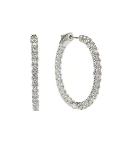 Классические большие серьги-кольца Suzy Levian из стерлингового серебра с кубическим цирконием Suzy Levian New York, white