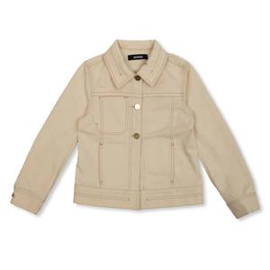 Jacquemus Девочки Логотип Нашивка Хлопковая Джинсовая Куртка, бежевый