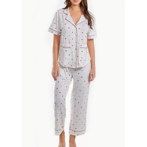 Женский комплект брюк kyley pajama heart print с красной отделкой, 2 предмета iCollection