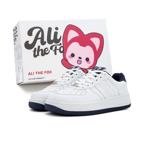 ALI THE FOX Женские лоу-топ скейтборд кроссовки классические белые с синим Хай Чанг - розовая сакура в снегу [Премиум улучшенные - более комфортные и долговечные]