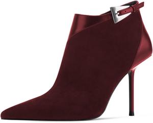 Женские замшевые ботильоны Miss Left с заостренным носком, тонкий высокий каблук, на молнии, модные для вечеринки, клуба и повседневной носки, короткие, размеры 4-16 США, Dark Red