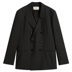 Пиджак из легкой шерстяной саржи с шестью пуговицами Ami Paris, антрацит