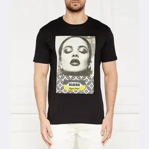 Футболка с коллажем обычного кроя для девочек Guess, черный