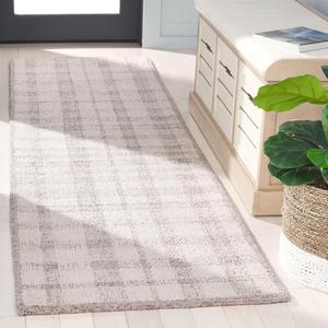 Ковер SAFAVIEH, 69 x 244 см, Abstract Collection, ковер-дорожка, цвет ivory/silver, геометрический рисунок, идеален для помещений с высокой проходимостью: гостиная, спальня, столовая (ABT648B)