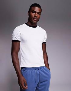 Футболка детская Ringer из хлопка облегающая, с быстросохнущей отделкой, белого цвета 4505