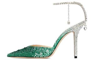 Туфли-лодочки Saeda с кристаллами, 100 мм Jimmy Choo, emerald