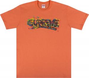 Футболка Supreme Paint Logo Tee 'Neon Orange', оранжевый