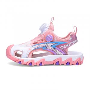 Детские сандалии с противоскользящей подошвой, устойчивые к истиранию, дышащие, легкие, с амортизацией DEERWAY, розовый