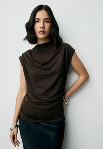 Блуза Next REGULAR FIT HIGH NECK DRAPE SLEEVELESS , Chocolate Brown/Brown