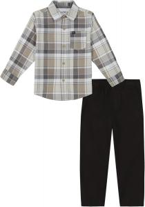 Комплект из двух тканых брюк Calvin Klein для мальчиков, Plaid/Phantom