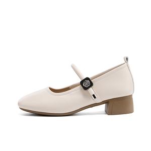 Hotwind Женские туфли Мэри Джейн на массивном каблуке бежевые, цвет Beige