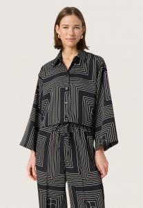 Блуза Soaked in Luxury Button-down blouse, Black W Oatmeal Monogram/Black