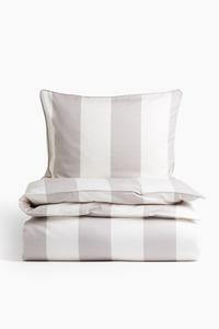 Комплект постельного белья H&M Cotton Satin Bedding, серо-бежевый
