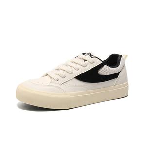 KYMOOU Антискользящие износостойкие низкие скейтерские кроссовки мужские бело-черные, цвет White Black