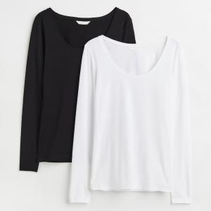 Комплект топов H&M Jersey, 2 предмета, белый/черный
