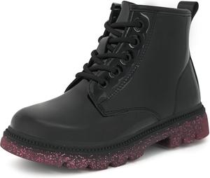Детские ботинки JABASIC для девочек, ботинки на шнуровке с блестками, боевые рабочие ботинки, Schwarz