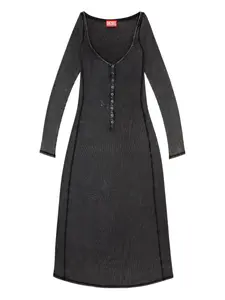 Трикотажное миди-платье D-Ley в рубчик Diesel, серый