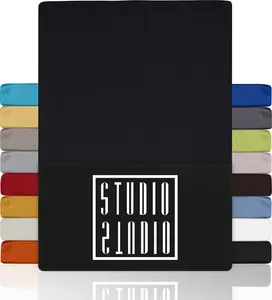 Простыня на резинке Basic 120х200 см, 100% гребенной хлопок, фирменное качество, трикотаж - черный STUDIO