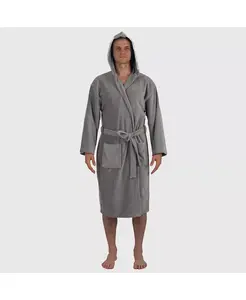 Мужской халат Dane с капюшоном из хлопкового махрового полотна, роскошный для отеля и спа Alpine Swiss, серый