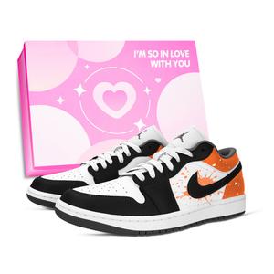 Jordan Air 1 Active Soaring устойчивые к истиранию низкие баскетбольные кроссовки Unisex черный белый оранжевый