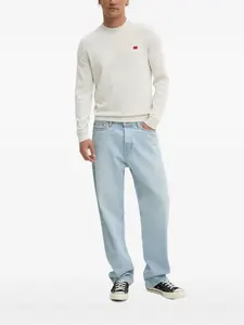 Свитер с круглым вырезом и нашивкой-логотипом HUGO, белый