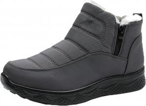 Женские теплые зимние ботинки, водонепроницаемые, с утеплителем, широкой посадкой, противоскользящие, с мягкой комфортной подкладкой, низкий каблук, модные для женщин Generic, Grey