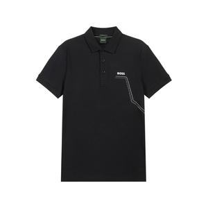 Футболка поло с коротким рукавом и принтом логотипа Boss HUGO BOSS, черная
