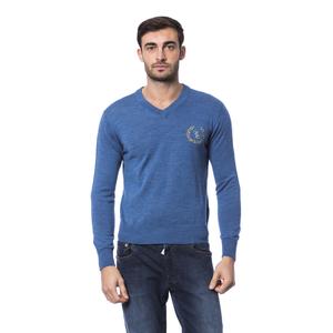 Свитер Billionaire V Neck F12 Logo Gold, синий