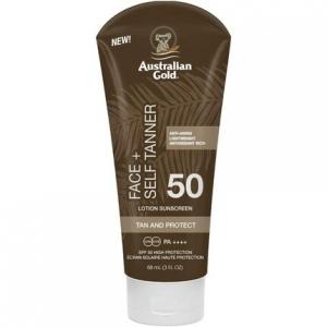 Солнцезащитный крем и автозагар для лица Spf 50, 88 мл, коричневый, Australian Gold