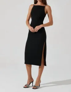 Платье-миди Elizsa с бретелями, украшенными стразами, черное Astr