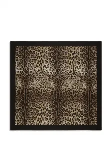 Плед с леопардовым принтом, 180х180 см, Dolce & Gabbana, коричневый