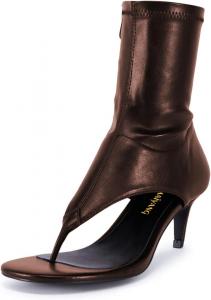 Женские сандалии-ботинки Maiyang с открытым носком, на щиколотку, с застежкой-молнией, маленький каблук, модная вечеринка, обувь для выпускного и шопинга, размеры 4-16 US, Deep Brown