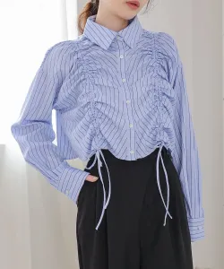 Полосатая блузка со сборками и лентами