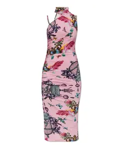 Платье с ярким принтом Versace Jeans Couture, розовый