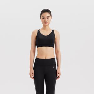 Женское спортивное бельё высокой поддержки с перекрестными лямками Decathlon в цвете дымчатый чёрный