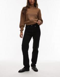 Джинсы ARKET Jade стретч полной длины с зауженными штанинами черного цвета с потертостями