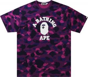 Футболка BAPE Online Exclusive Color Camo College Tee 'Purple', фиолетовый