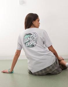 Футболка Santa Cruz offshore светло-голубого цвета с принтом на груди и спине