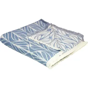 Wohndecke Wave сертифицирована GOTS - из органического хлопка, уютный плед Adam, синий