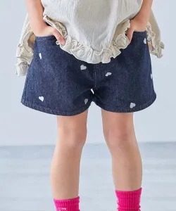 Джинсовые шорты для девочек с вышитыми сердечками и цветами, весна/лето 2026 Devirock, цвет One Wash