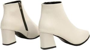 Женские ботильоны 2025, боковая молния, эластичный средний каблук, большой размер, короткие модные заостренные ботинки Generic, New3