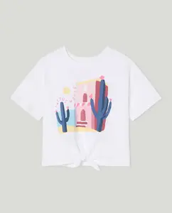 Футболка для девочки с короткими рукавами и центральным узлом Kids El Corte Inglés, белый