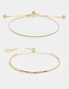 Комплект браслетов Asos Design With Simple Clasps, золото