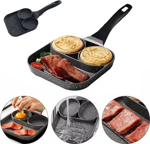 Сковорода с 2 отверстиями - антипригарное покрытие - подходит для яичницы и бекона - 1 шт. - алюминий Markenlos