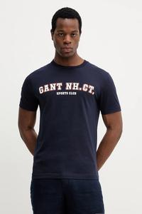 Хлопковая футболка Gant, темно-синий