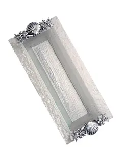 Поднос для еды в форме морской жизни из алюминия Arthur Court, silver