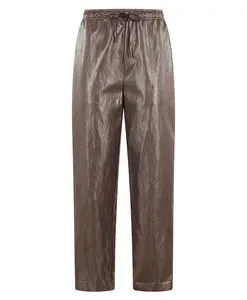 Брюки из искусственной кожи Barolo с эластичным поясом Solotre, коричневый
